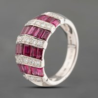Pre-Owned Platinum 2.65ct Ruby and 0.36ct Diamond Multi Row Dress Ring 43351057