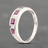 Pre-Owned Platinum 0.73ct Ruby and 0.43ct Diamond Half Eternity Ring 43351061
