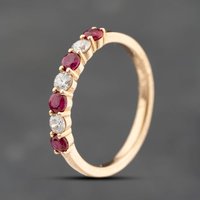 Pre-Owned 9ct Yellow Gold 0.47ct Ruby and 0.24ct Brilliant Cut Diamond Half Eternity Ring 43351068