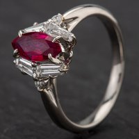 Pre-Owned Platinum Marquise Cut 0.93ct Ruby and Diamond Ring 4335115