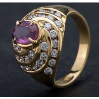 Pre-Owned 18ct Yellow Gold 1.06ct Ruby and Square 0.90ct Diamond Dress Ring 4335159