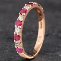 Pre-Owned 9ct Rose Gold 0.50ct Ruby and 0.36ct Diamond Half Eternity Ring 4335170