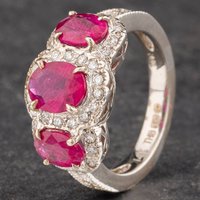 Pre-Owned 14ct White Gold 3.40ct Ruby and 0.44ct Diamond Cluster Ring 4335171