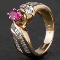 Pre-Owned 14ct Yellow Gold Ruby and Diamond Dress Ring 4335183