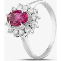 Pre-Owned Platinum 1.36ct Ruby and 0.45ct Brilliant Cut Diamond Oval Cluster Ring 4335222