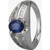 Pre-Owned Platinum 0.90ct Sapphire and 0.30ct Diamond Shoulders Ring 4336031