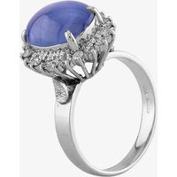 Pre-Owned Platinum Cabochon Star Cut Sapphire and Diamond Cluster Ring 4336037