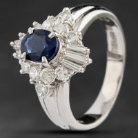 Pre-Owned Platinum 0.92ct Sapphire and 0.48ct Diamond Cluster Ring 4336040