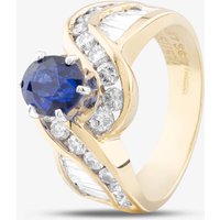 Pre-Owned 18ct Yellow Gold 1.39ct Oval Cut Sapphire & 1.40ct Diamond Twist Cluster Ring 43361017