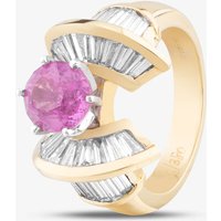 Pre-Owned 14ct Yellow Gold Pink Sapphire and 1.60ct Baguette Cut Diamond Dress Ring 43361018