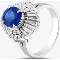 Pre-Owned Platinum 2.01ct Sapphire and 0.93ct Diamond Oval Cluster Ring 43361127