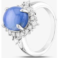 Pre-Owned Platinum 8.29ct Star Sapphire and 0.68ct Brilliant Cut Diamond Oval Cluster Ring 43361129