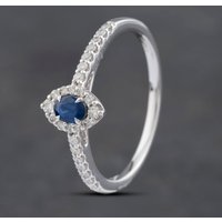 Pre-Owned 14ct White Gold 0.20ct Sapphire and 0.20ct Diamond Cluster Ring 43361136