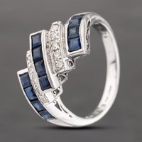 Pre-Owned Platinum 1.52ct Sapphire and 0.13ct Diamond Five Row Dress Ring 43361151