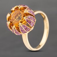 Pre-Owned 18ct Yellow Gold 6.2ct Multi Stone and 0.10ct Diamond Flower Design Dress Ring 43361170