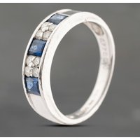 Pre-Owned Platinum 0.77ct Sapphire and 0.20ct Diamond Half Eternity Ring 43361174