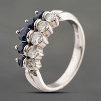 Pre-Owned Platinum Sapphire and 0.50ct Diamond Graduated Two Row Ring 43361179