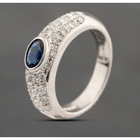 Pre-Owned Platinum 0.56ct Sapphire and 0.54ct Brilliant Cut Diamond Graduated Band Ring 43361186