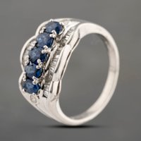 Pre-Owned Platinum 1.21ct Sapphire and 0.38ct Diamond Three Row Ring 43361187
