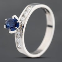 Pre-Owned Platinum Sapphire and 0.30ct Brilliant Cut Diamond Dress Ring 43361196