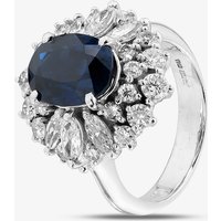 Pre-Owned Platinum 3.33ct Sapphire and 1.45ct Diamond Oval Cluster Ring 43361201