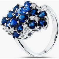Pre-Owned Platinum 3.99ct Sapphire and 0.40ct Brilliant Cut Diamond Multi Cluster Ring 43361204