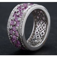 Pre-Owned 18ct White Gold Pink 3.50ct Pink Sapphire and 0.52ct Diamond Cocktail Ring 4336140