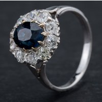Pre-Owned 14ct White Gold 2.10ct Sapphire and Brilliant 1.03ct Diamond Cluster Ring 4336146