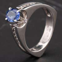 Pre-Owned 14ct White Gold Oval Sapphire and Diamond Ring 4336171