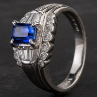 Pre-Owned Platinum 1.05ct Sapphire and 0.31ct Diamond Dress Ring 4336198