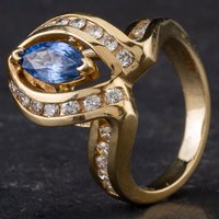 Pre-Owned 14ct Yellow Gold 0.95ct Sapphire and 0.75ct Brilliant Cut Diamonds Cluster Ring 4336211