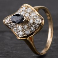 Pre-Owned 9ct Yellow Gold Diamond and Sapphire Cluster Ring 4336229