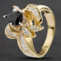 Pre-Owned 18ct Yellow Gold Sapphire and Diamond Abstract Cluster Ring 4336299