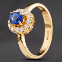 Pre-Owned 18ct Yellow Gold 0.55ct Sapphire and 0.24ct Brilliant Cut Diamond Cluster Ring 4336497