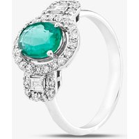 Pre-Owned 18ct White Gold Oval Cut Emerald and Diamond Cluster Ring 43371037