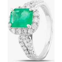 Pre-Owned Platinum 1.54ct Emerald and 0.75ct Brilliant Cut Diamond Cluster Ring 4337103