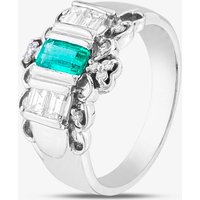 Pre-Owned Platinum Emerald and Emerald Cut Diamond Fancy Ring 43371047