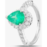 Pre-Owned Platinum 1.43ct Emerald and 0.70ct Brilliant Cut Diamond Pear Shaped Cluster Ring 4337104