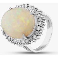 Pre-Owned Platinum 7.66ct Opal and 1.24ct Brilliant Cut Diamond Cluster Ring 433800125