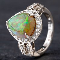 Pre-Owned 14ct 3.34ct Opal and 0.78ct Diamond Cluster Ring 4338018