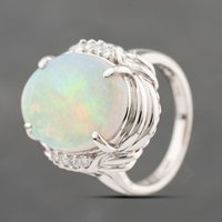Pre-Owned Platinum 4.01ct Opal and 0.11ct Diamond Oval Dress Ring 43381027