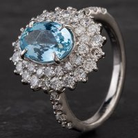 Pre-Owned Platinum 2.08ct Aquamarine and 1.31ct Diamond Ring 4340013