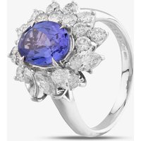 Pre-Owned Platinum 1.94ct Tanzanite and 1.60ct Diamond Oval Cluster Ring 4341029