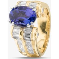 Pre-Owned 14ct Yellow Gold Oval Cut Tanzanite and Diamond Dress Ring 43411004