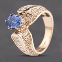 Pre-Owned 14ct Yellow Gold Tanzanite and 1.25ct Diamond Dress Ring 43411029