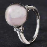 Pre-Owned Platinum 0.17ct Tahiti Pearl Diamond Set Shoulders Dress Ring 4344008