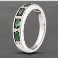 Pre-Owned 14ct White Gold 0.62ct Tsavorite Garnet and 0.12ct Diamond Half Eternity Ring 43471004