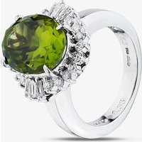 Pre-Owned Platinum 6.33ct Peridot and 0.63ct Diamond Oval Cluster Ring 43541006