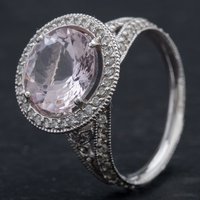 Pre-Owned 18ct White Gold Diamond Morganite Cluster Ring 4355002