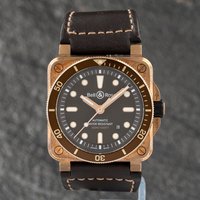 Pre-Owned Bell & Ross Mens Limited Edition Diver Bronze Brown Leather Strap Watch BR 03-92 Pre-Owned Bell & Ross Mens Limited Edition Diver Bronze Brown Leather Strap Watch BR 03-92